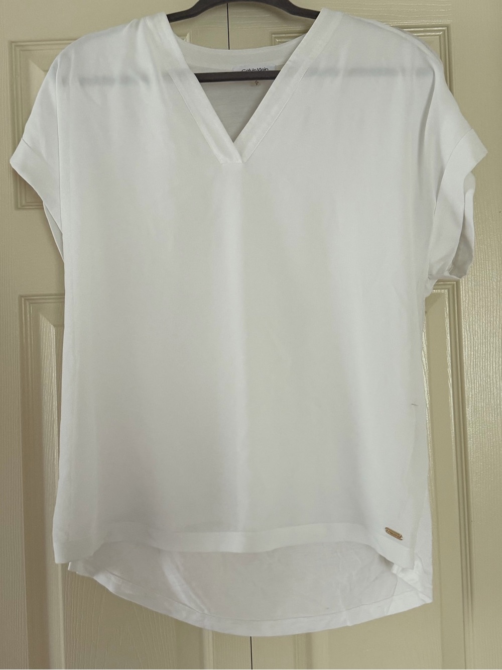 Calvin Klein White V-Neck Short Sleeve Tunic